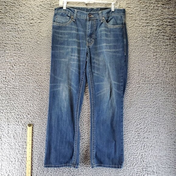 TK Axel Jeans Mens Size 32x30 Blue Treadwell Straight Paint Splatter *Read* - Picture 1 of 14